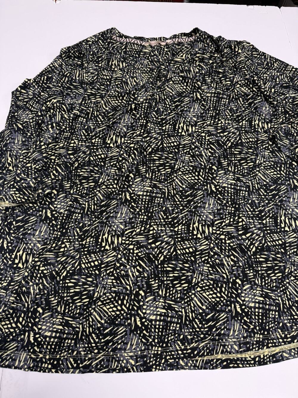 Soft Surroundings 3xl Tunic Green Yellow Black Comfy Stretchy Short Sleeve